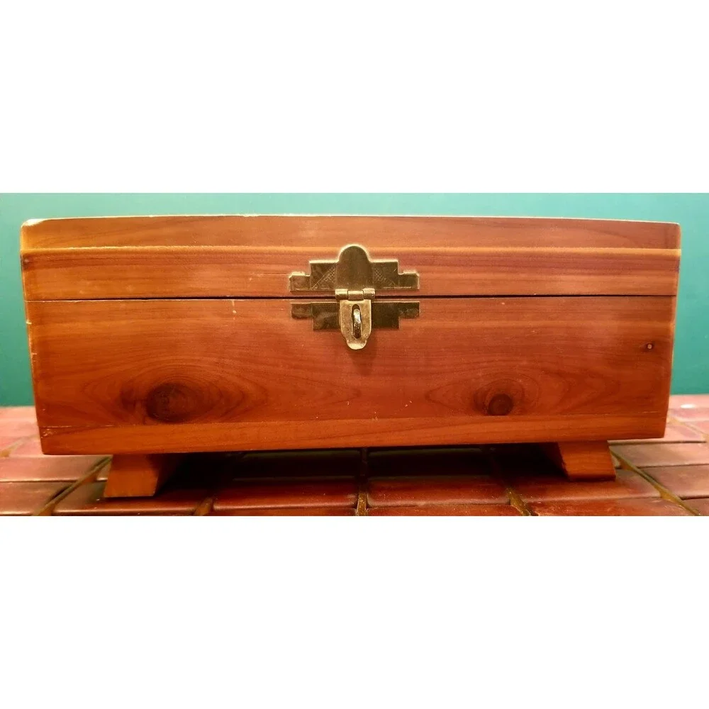 Vintage New Hampshire Souvenir Cedar Jewelry Box Mid Century Retro 8